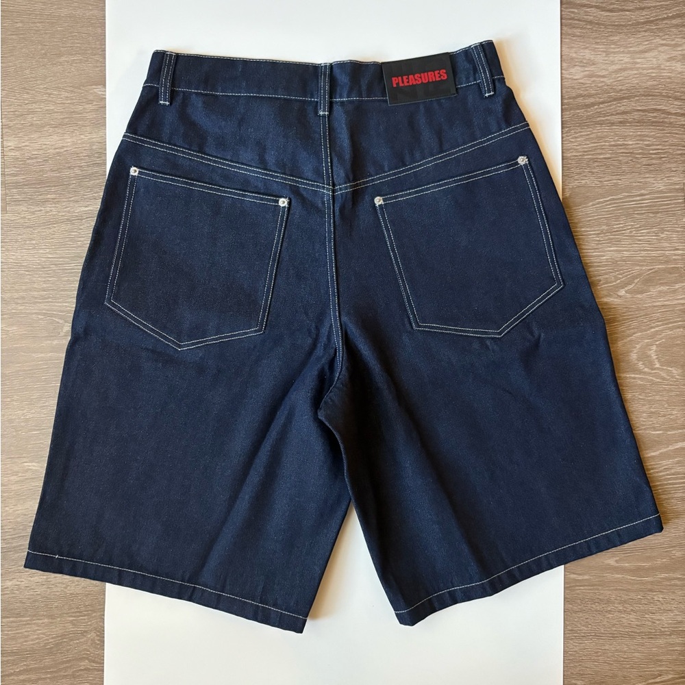 Pleasures x Zero Skateboards Skull Jorts in Denim // Size 34 - Picture 4 of 5